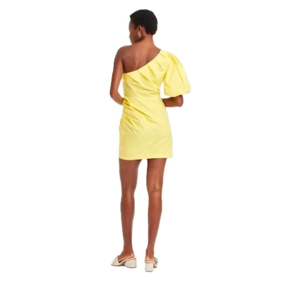 A New Day Bright Yellow One Shoulder A-Line Zippered Mini Dress -- Size 12 Large - Picture 2 of 2